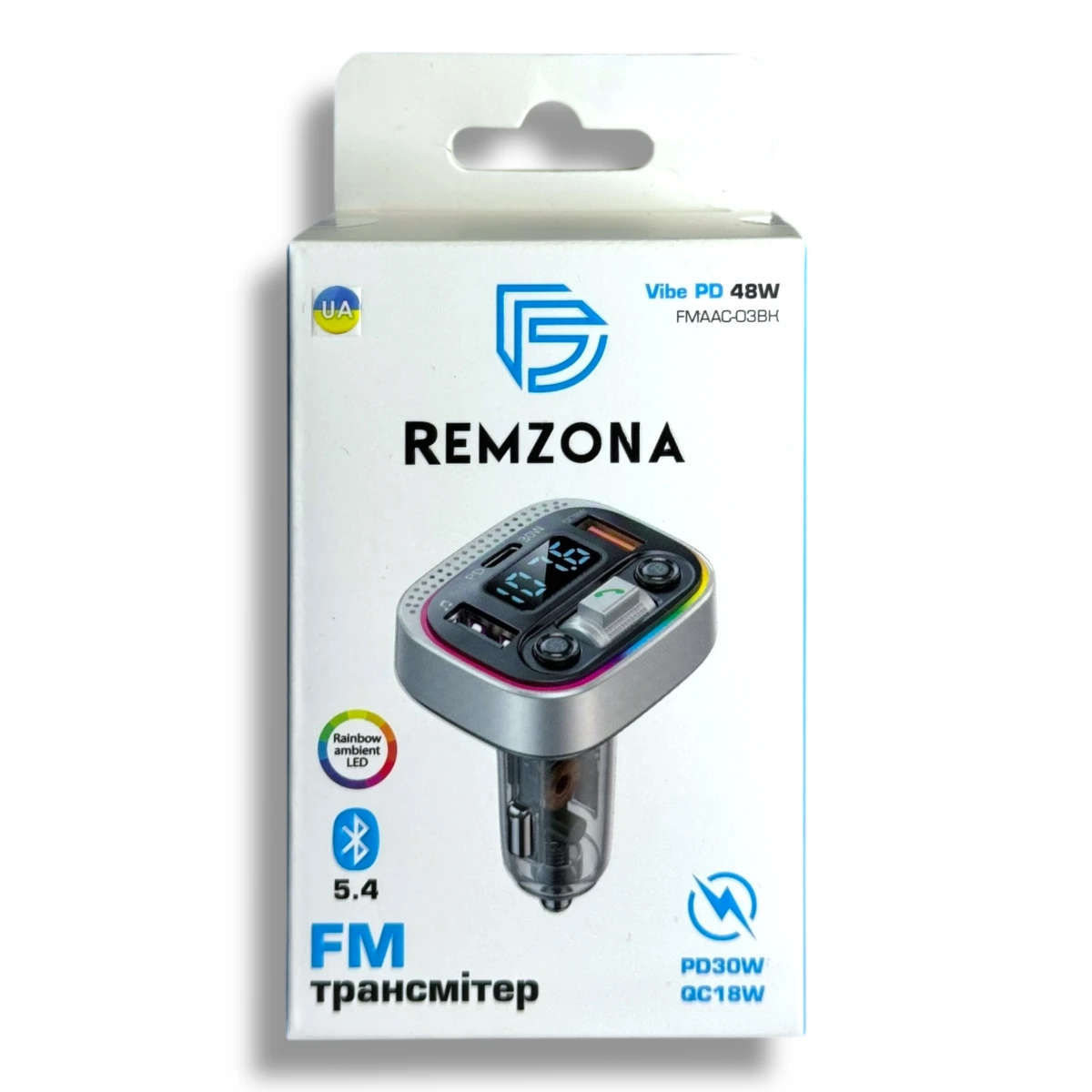 FM-трансмітер Remzona Vibe PD 48W FMAAC-03BK